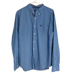 American Eagle Outfitters Mens Classic Fit Long Sleeve Button Down Shirt Blue XL